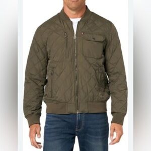 Levis Mens diamond Quilted Bomber Jacket Olive Dry Touch Nylon XL